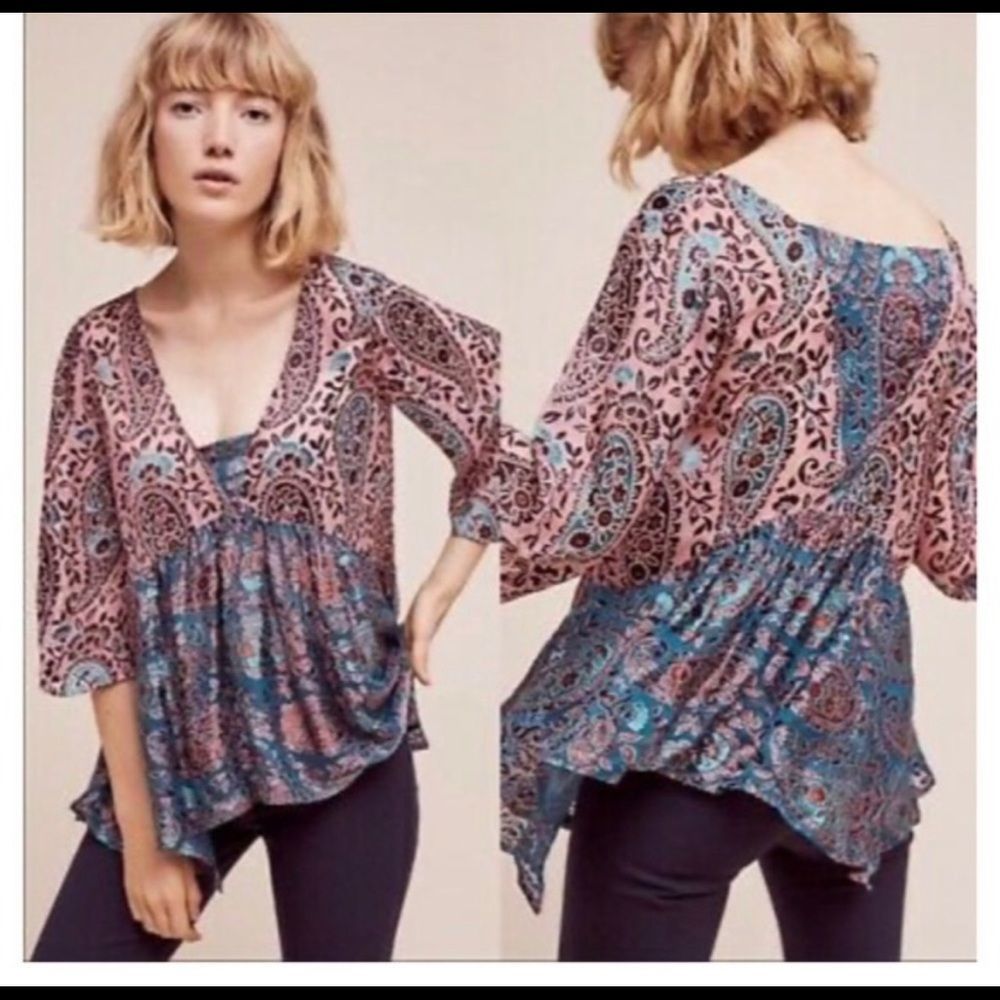 Floreat by Anthropologie | Valo burnout velvet top